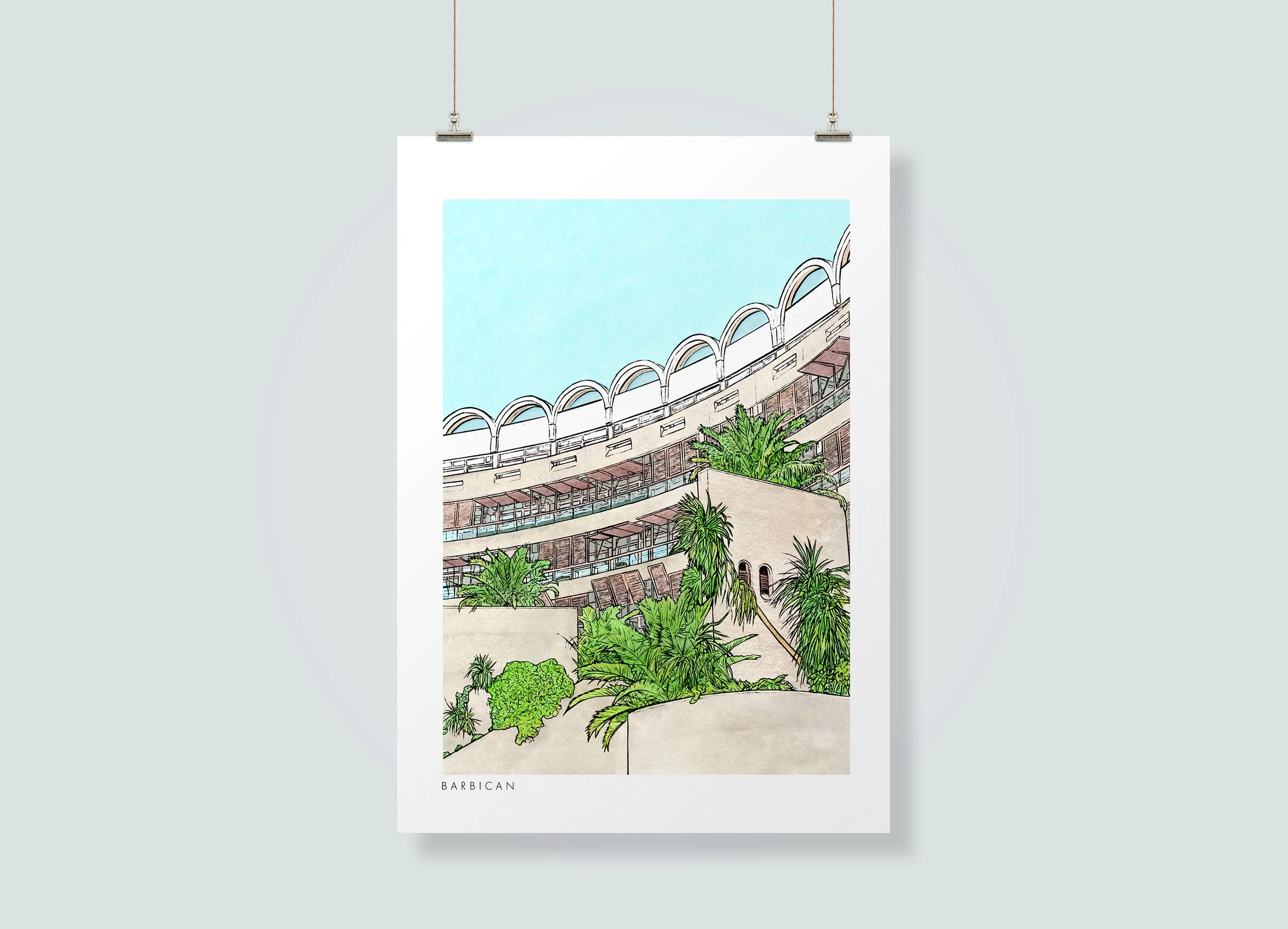 バービカン・ビル ロンドン アートポスター A2版 Barbican - London Architecture Art Print — Drawn Together Art